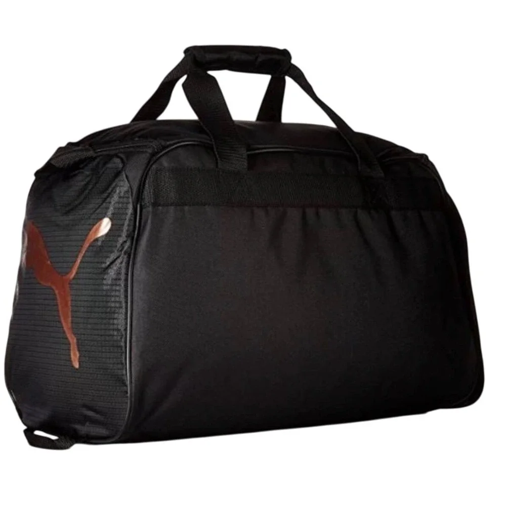 Puma‎ Black Rose Gold Logo Gym Duffel Bag Weekend Travel Sport Carry-On